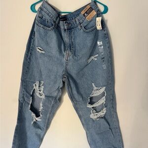 American Eagle Outfitters Women's Distressed Blue Mom Jeans
